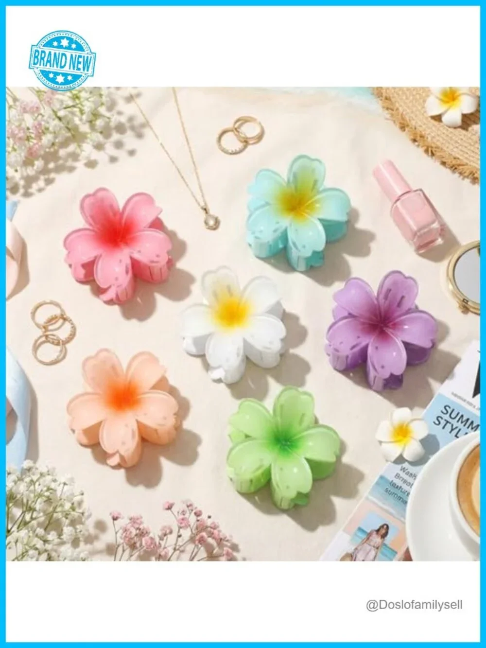 6 Pcs Flower Hair Claw Clips for Thick Hair, Strong Hold Non-Slip Plastic Claws